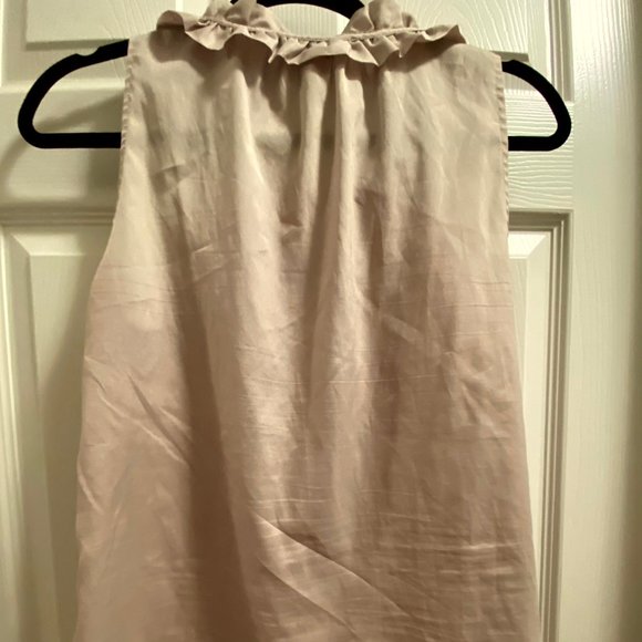 Banana Republic Sleeveless Neutral Light Beige Blouse with Ruffle Neck - Picture 2 of 3